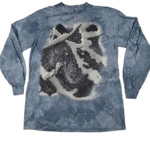 The Mountain Black Wolf Long Sleeve Tie Dye Shirt
